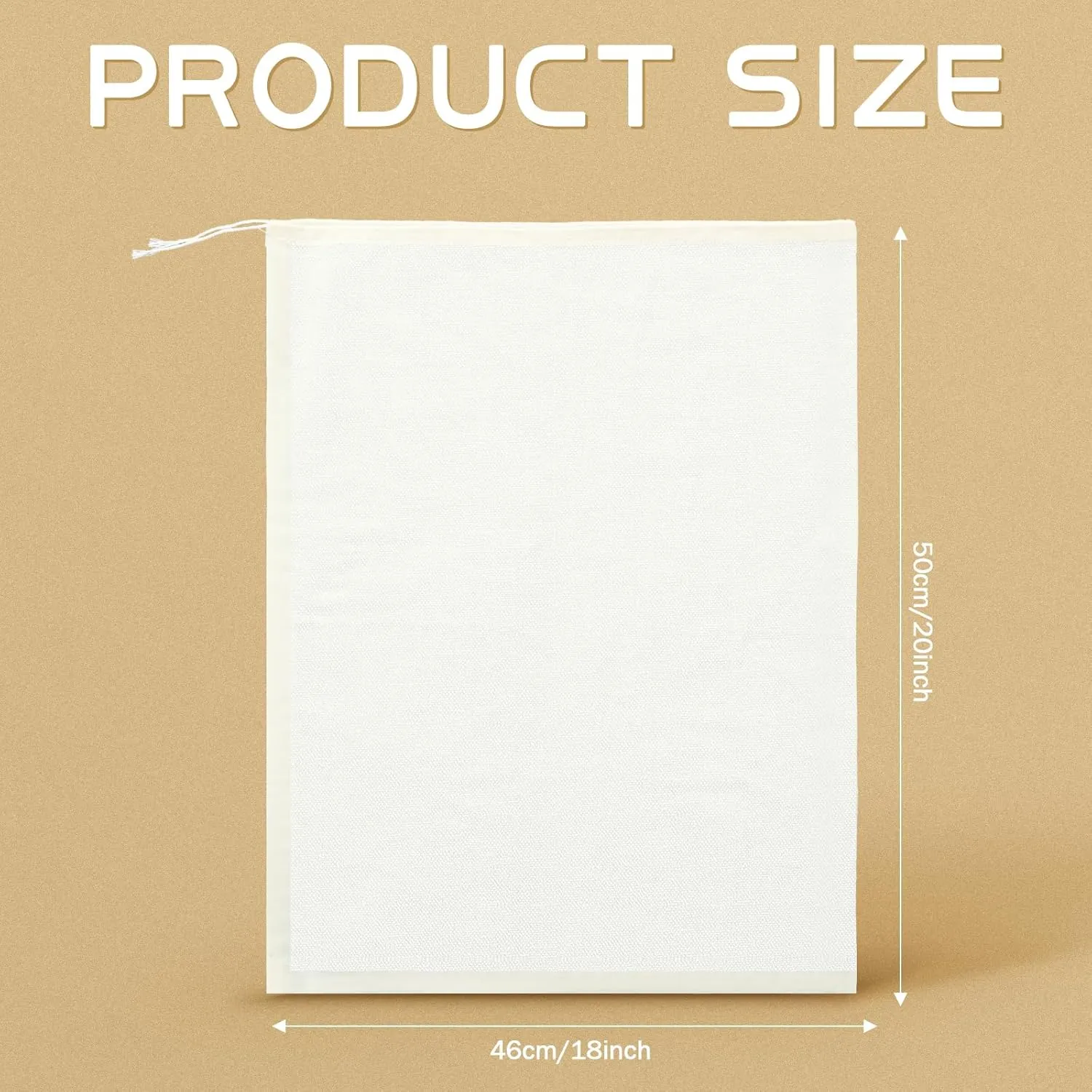 Tatuo 50 Pcs 18 x 20 Inches Cotton Bags with Drawstring Large Reusable Produce Bags Linen Empty Storage Pouches Canvas Fabric Sachet for Cloth Bread Food Storage