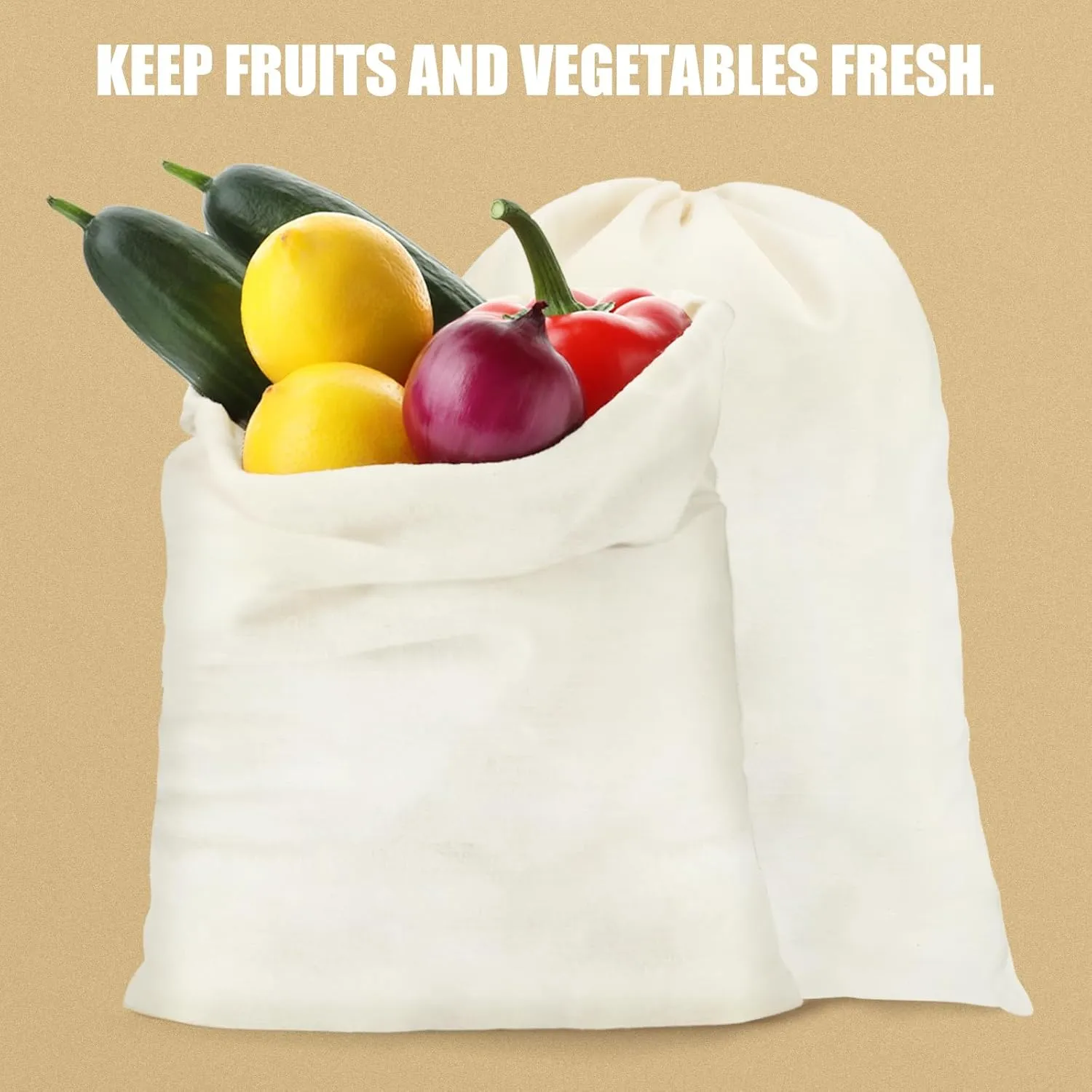 Tatuo 50 Pcs 18 x 20 Inches Cotton Bags with Drawstring Large Reusable Produce Bags Linen Empty Storage Pouches Canvas Fabric Sachet for Cloth Bread Food Storage