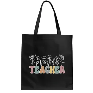 Teacher Gift Ideas for Educators Teacher Appreciation Navy Black Multicolor Canvas Tote Bag