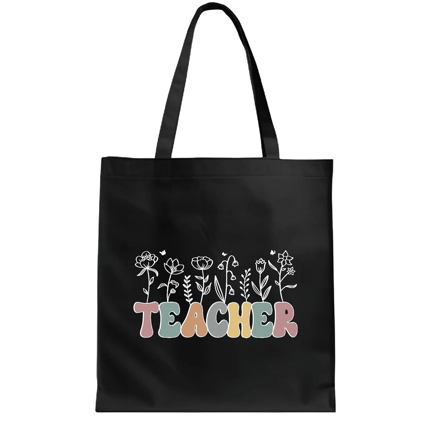 Teacher Gift Ideas for Educators Teacher Appreciation Navy Black Multicolor Canvas Tote Bag