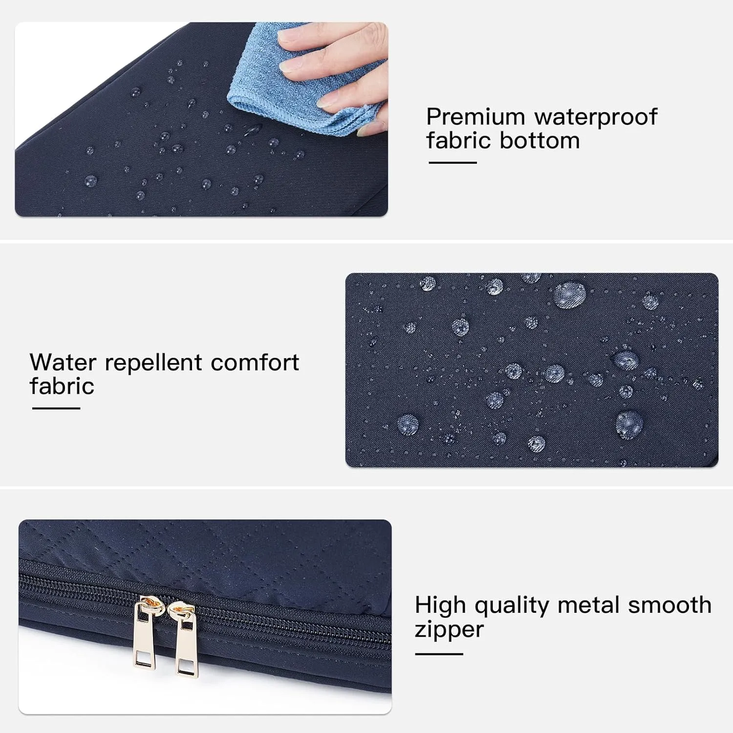 Telena Makeup Bag Large Capacity Travel Cosmetic Bags Double Layer Portable Make Up Bag for Women Navy Blue