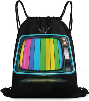 Television Screen Color Bars Test Pattern Drawstring Backpack Durable String Bag Sports Sackpack Cinch Bags for Gym Travel