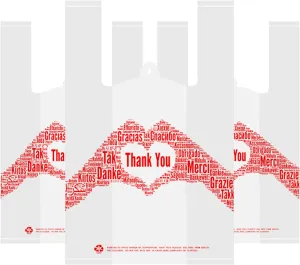 Thank You T-Shirt Merchandise Bags Pack of 200 Reusable and Disposable Grocery Shopping Bags 12" x 6.5" x 20" 30 mic White for Small Business, Take Out / To Go Restaurant
