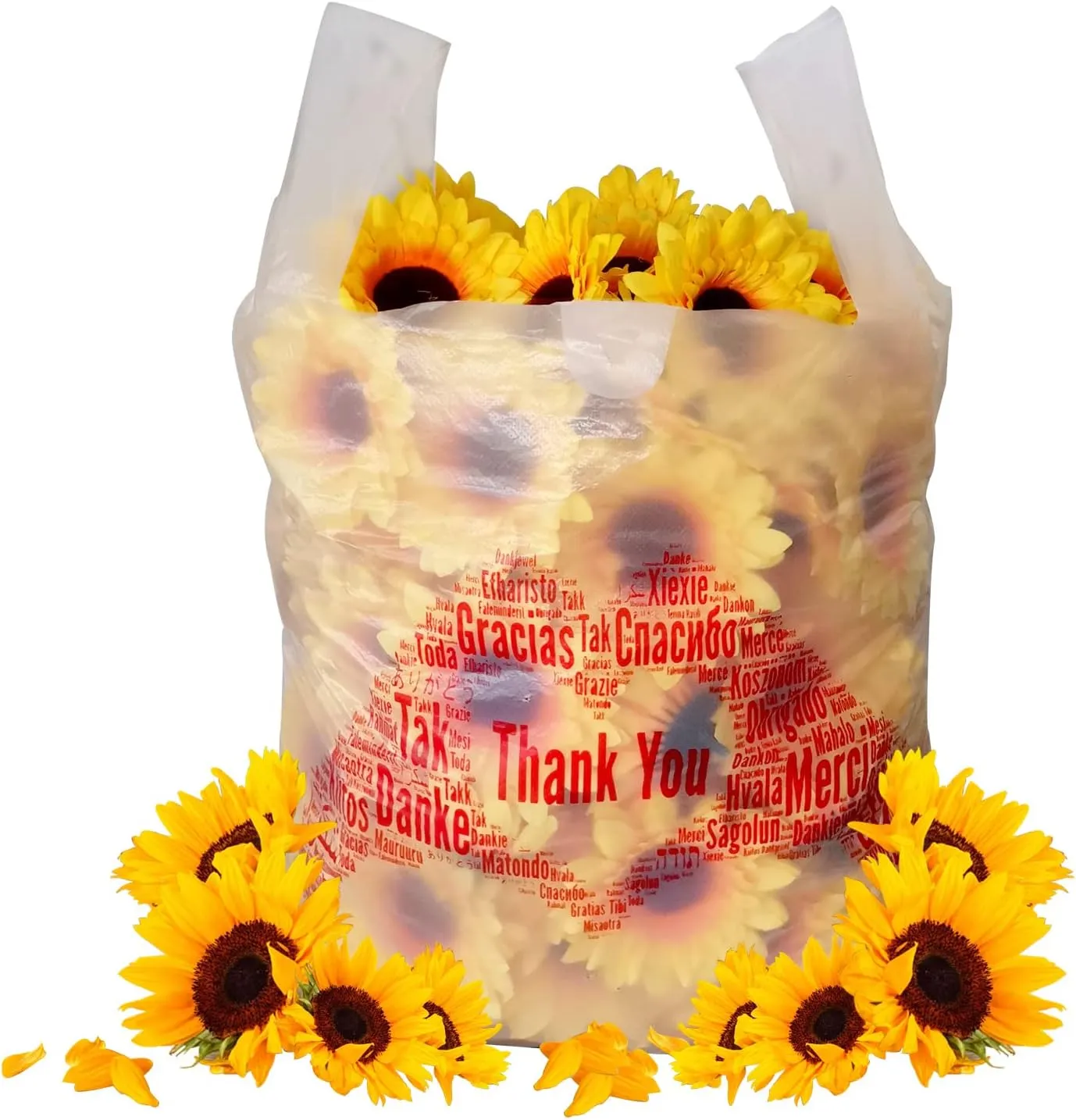 Thank You T-Shirt Merchandise Bags Pack of 200 Reusable and Disposable Grocery Shopping Bags 12" x 6.5" x 20" 30 mic White for Small Business, Take Out / To Go Restaurant