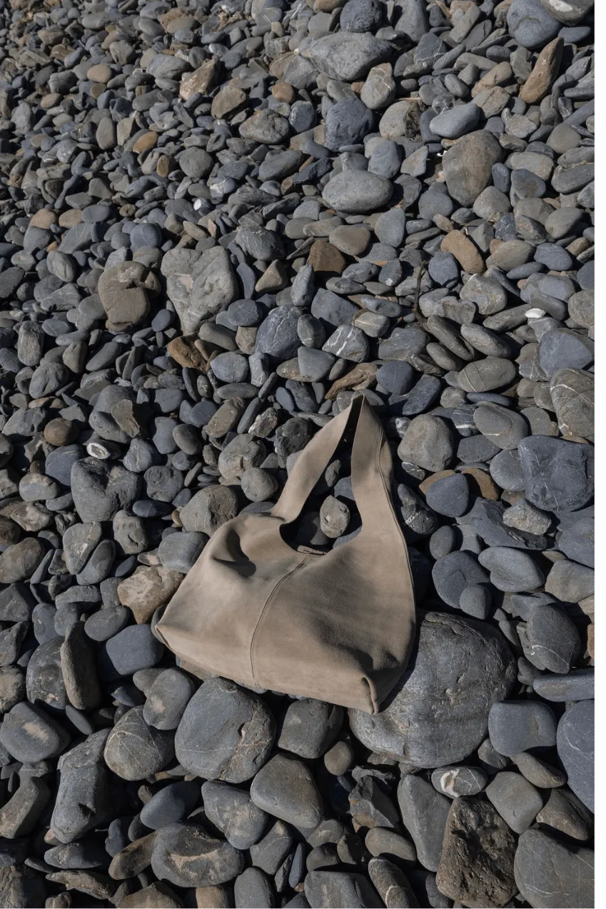The Clover Slouch Bag | Stone Suede