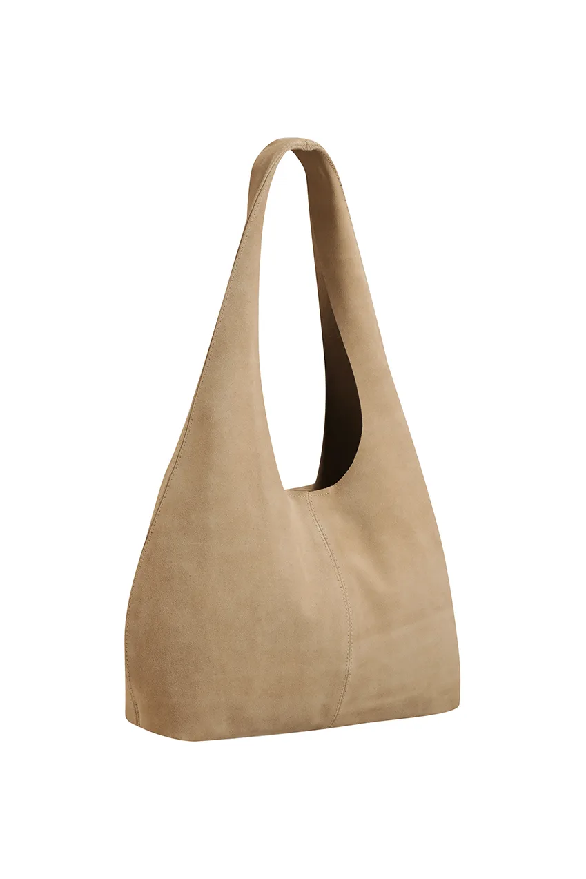 The Clover Slouch Bag | Stone Suede
