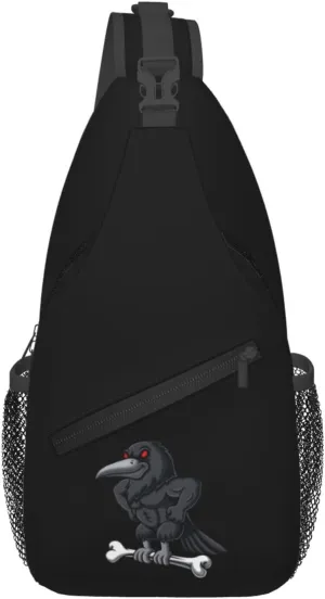 The Crow Clutching The Bone Crossbody Bags For Women Men Chest Backpack Gym Shoulder Bag Travel Outdoor Sports Casual Crossbody Bags