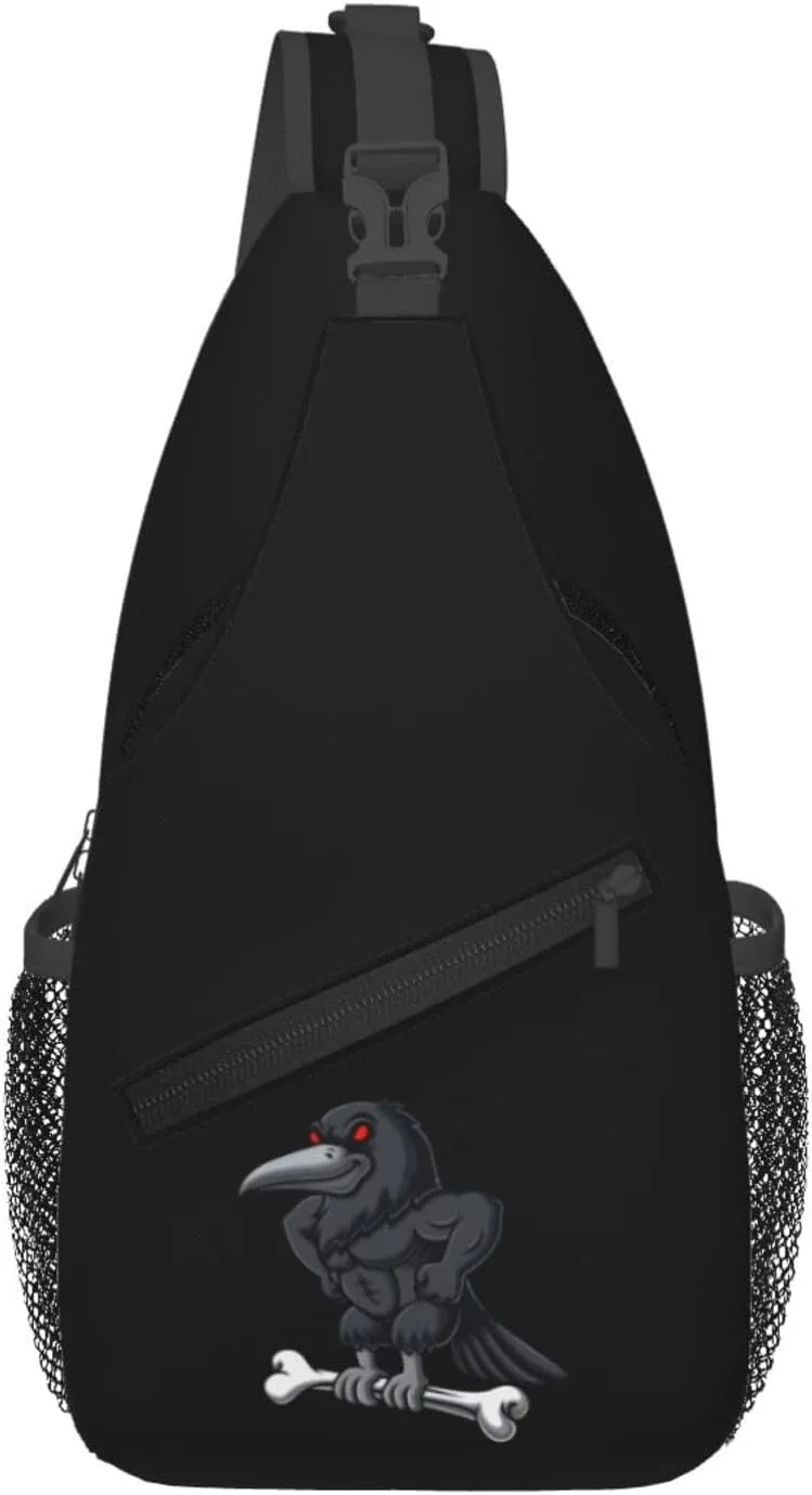 The Crow Clutching The Bone Crossbody Bags For Women Men Chest Backpack Gym Shoulder Bag Travel Outdoor Sports Casual Crossbody Bags