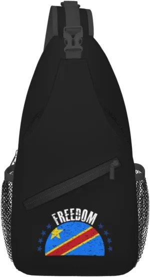 The Democratic Republic Of The Congo Flag And Freedom Crossbody Bags For Women Men Chest Backpack Gym Shoulder Bag Travel Outdoor Sports Casual Crossbody Bags