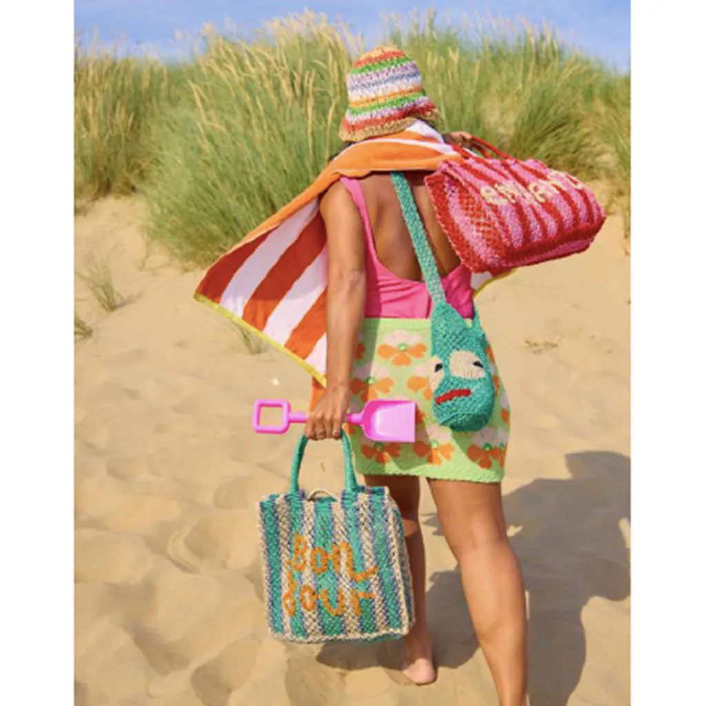 The Jacksons - Lottie Bag - BON JOUR  - Aqua / Pebble / Natural  - Orange