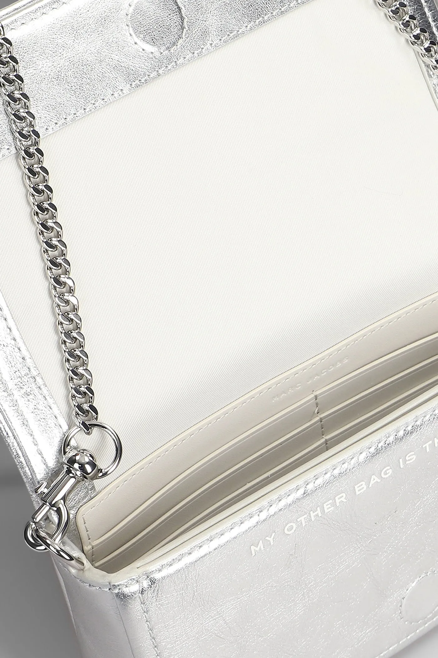 The mini bag Shoulder bag in silver leather