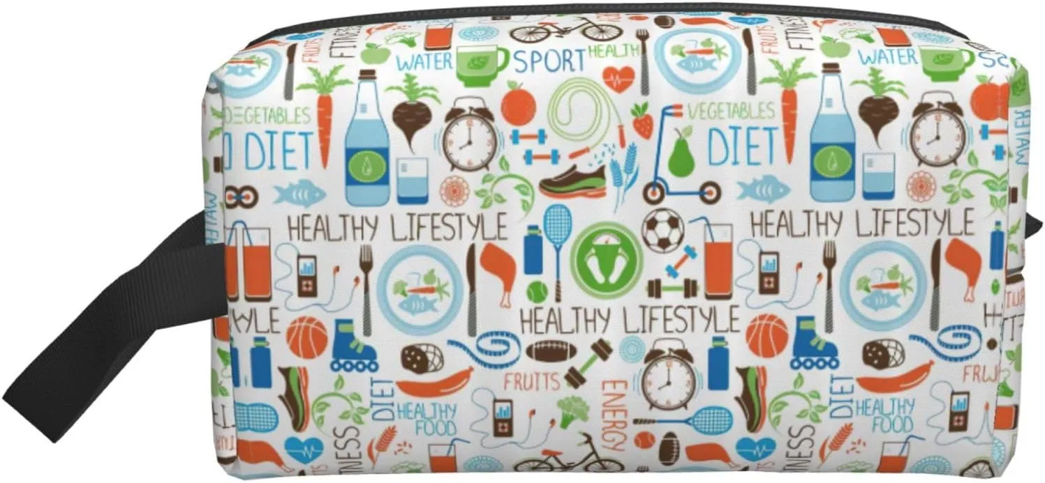 The Nature Wildlands Activities Pattern Print Storage Bags Travel Cosmetic Organizer Bag Large Capacity Zippered Storage Pouch