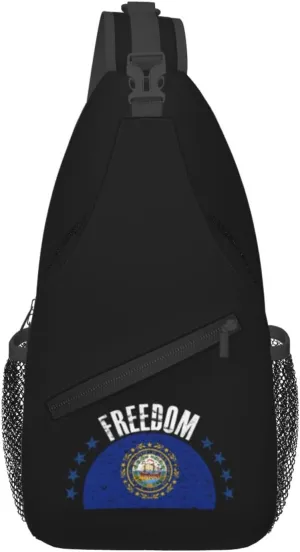 The New Hampshire Flag And Freedom Crossbody Bags For Women Men Chest Backpack Gym Shoulder Bag Travel Outdoor Sports Casual Crossbody Bags