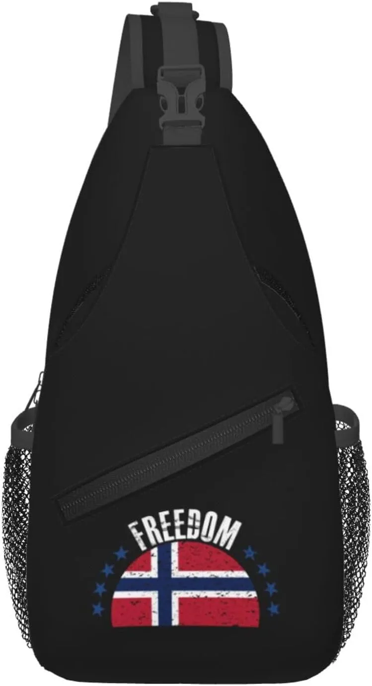 The Norway Flag And Freedom Crossbody Bags For Women Men Chest Backpack Gym Shoulder Bag Travel Outdoor Sports Casual Crossbody Bags