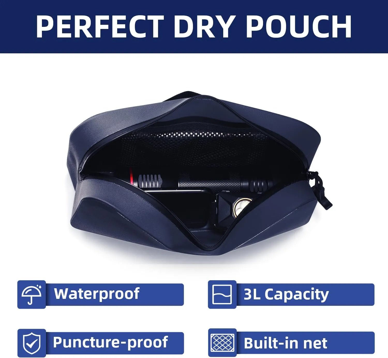 THURSO SURF Waterproof Fanny Pack Dry Bag Floating Adjustable Waist Strap Keep Your Phone and Valuables Safe/Dry SUP Accessories (Navy)