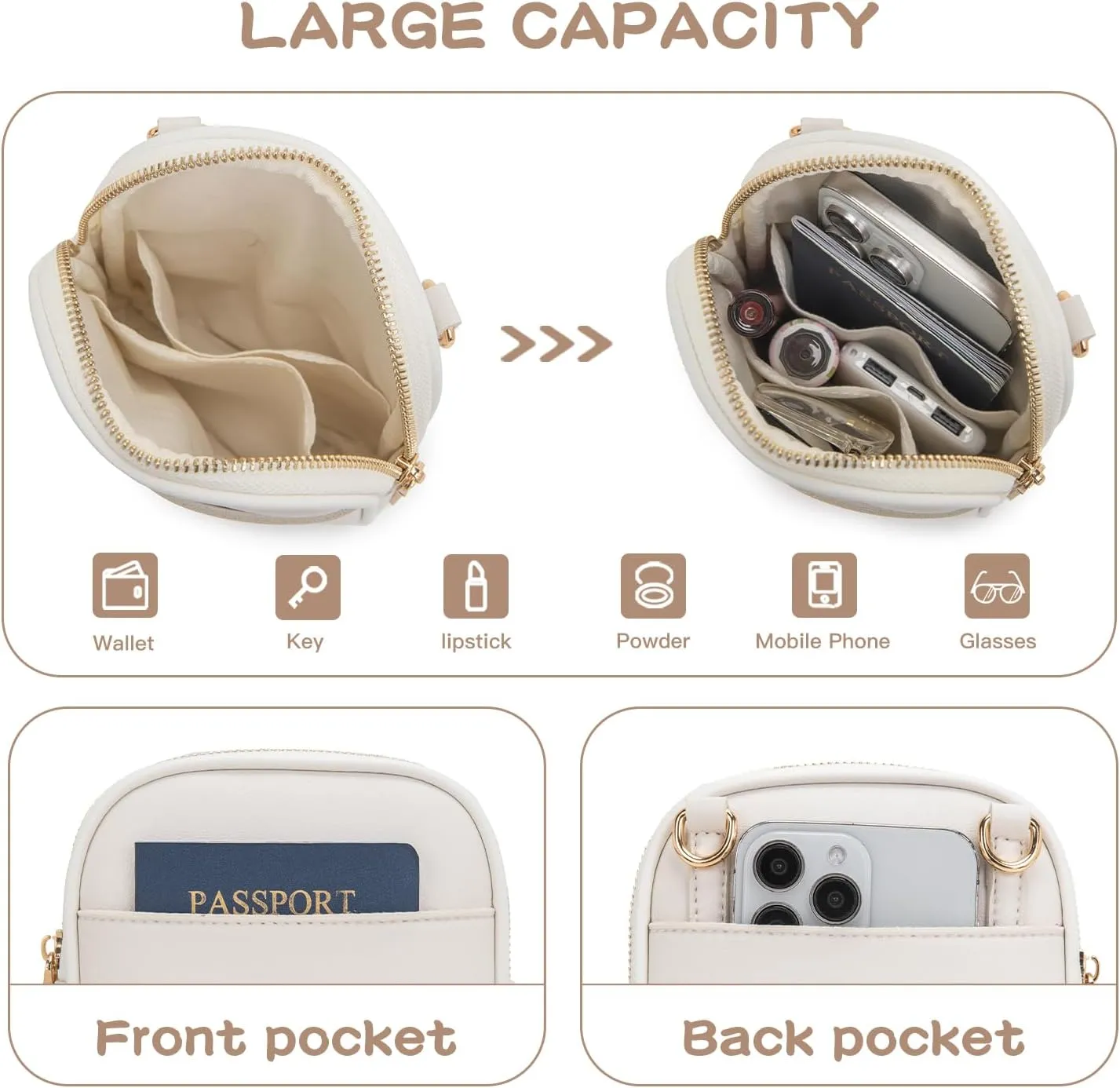 Toddler Purse Initial Crossbody Bags for Girls 3 Pockets PU Leather Cross Body Bag Crossbody Purse Handbag Personalized Gifts for Teen Girls Preppy Cute Stuff (Beige K)