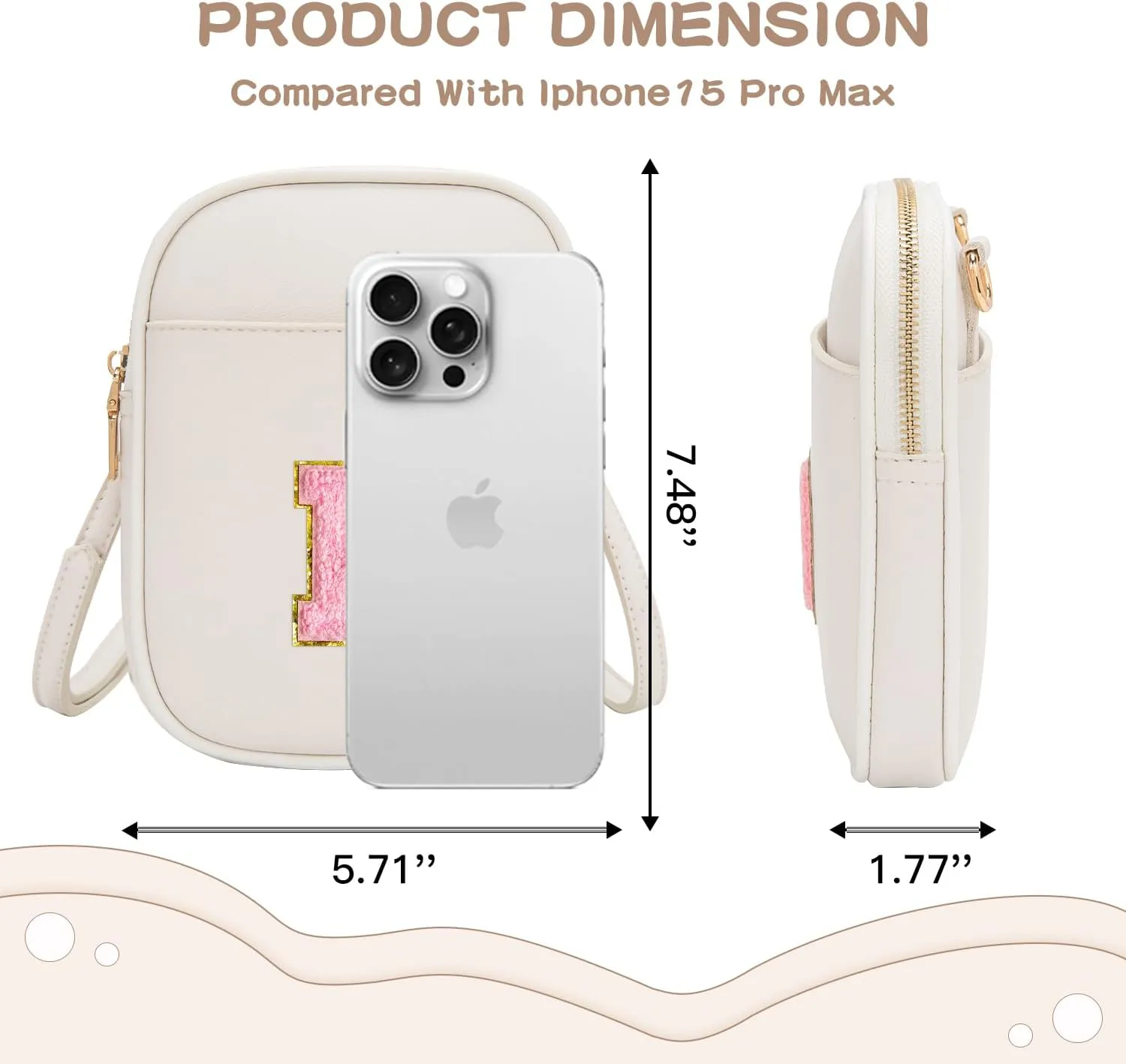 Toddler Purse Initial Crossbody Bags for Girls 3 Pockets PU Leather Cross Body Bag Crossbody Purse Handbag Personalized Gifts for Teen Girls Preppy Cute Stuff (Beige K)