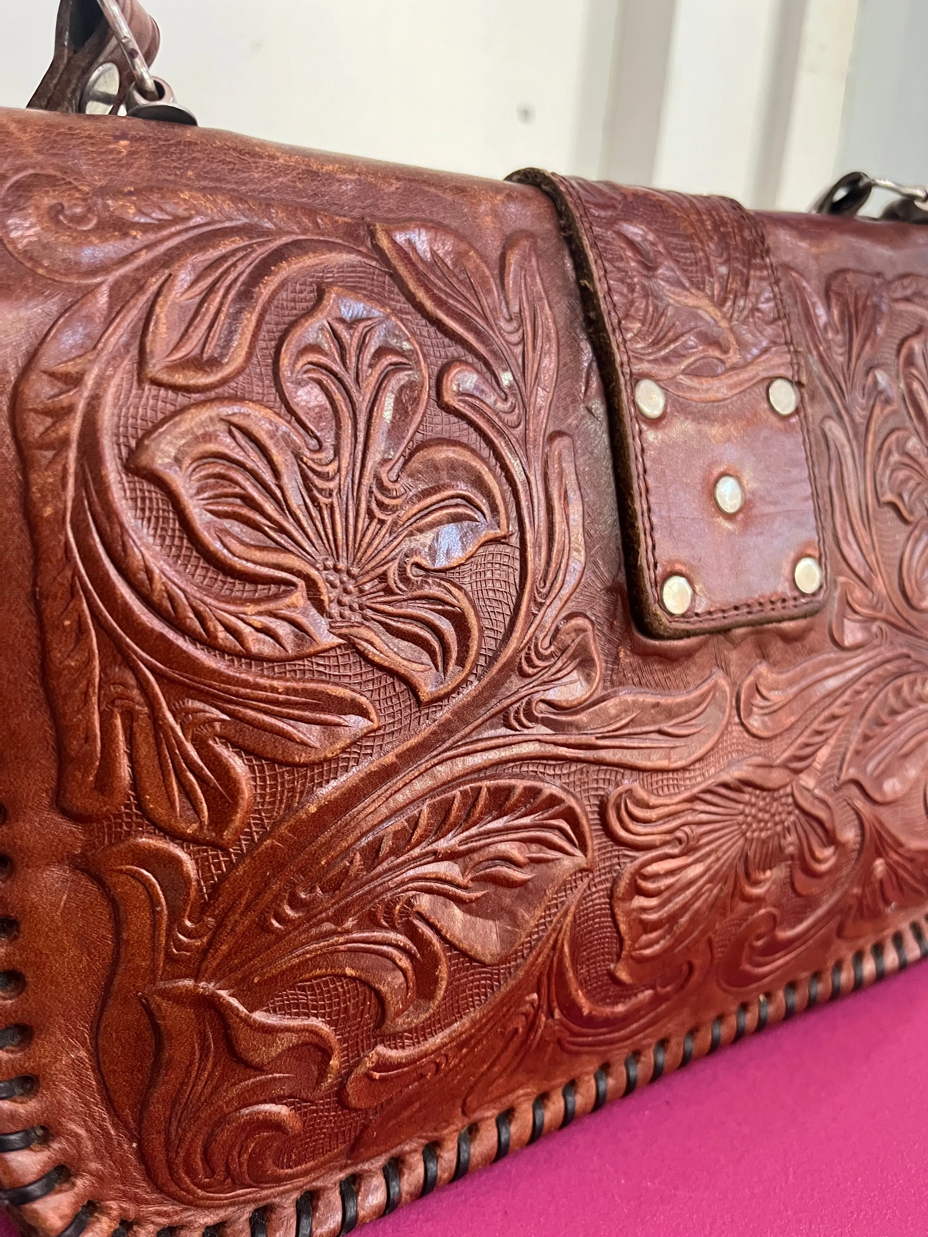 TOOLED LEATHER HANDBAG