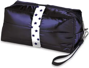 Top Trenz Cosmetic or Toiletry Bags Great for Vacation, Camp or Home (Navy Puffer Cosmetic Bag w/Blue Star Straps)