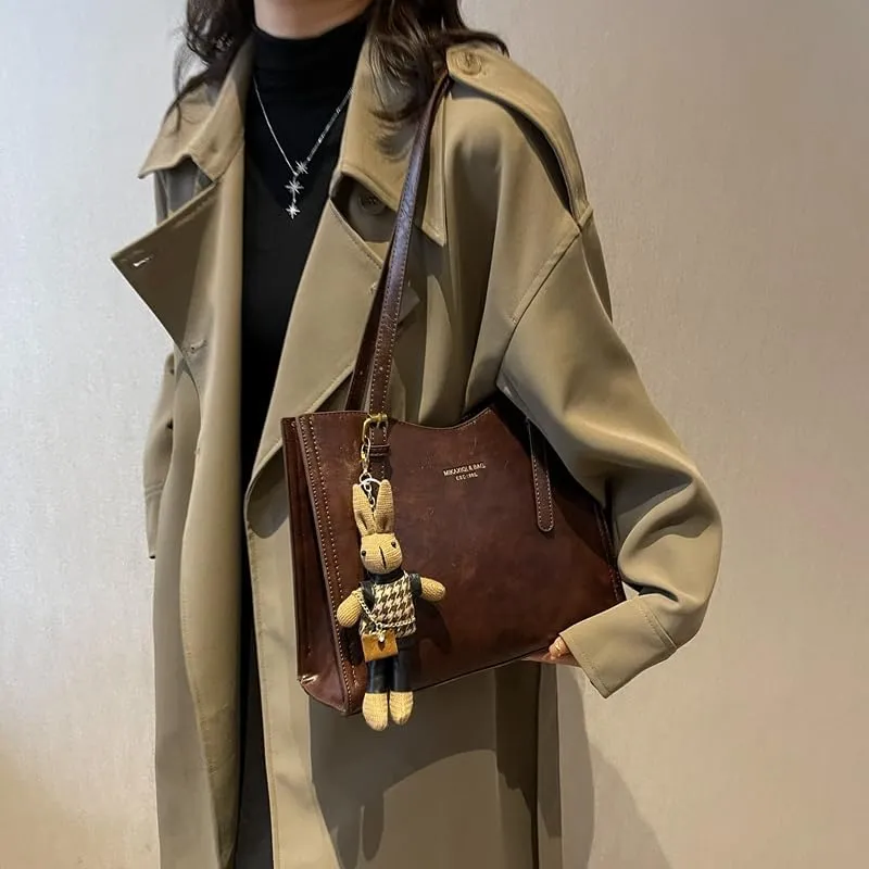 Tote Bag For Women Retro Shoulder Bags Cute Pu Leather Designer Handbags Adjustable Strap Large Capacity Fashion Work