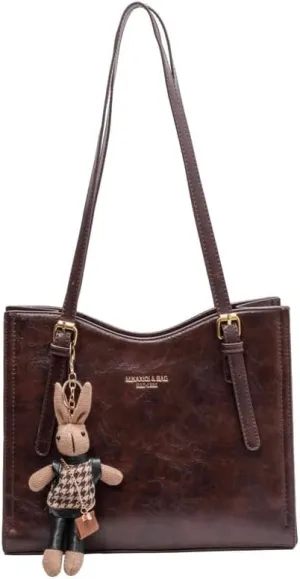 Tote Bag For Women Retro Shoulder Bags Cute Pu Leather Designer Handbags Adjustable Strap Large Capacity Fashion Work