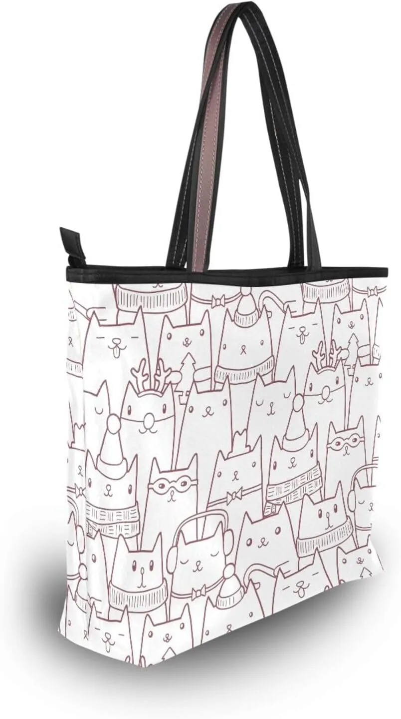 Tote Bag for Women Top Handle Satchel Purse Large Tote Bags with Zipper Pockets Pattern 1
