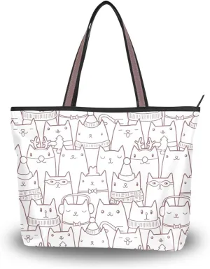 Tote Bag for Women Top Handle Satchel Purse Large Tote Bags with Zipper Pockets Pattern 1