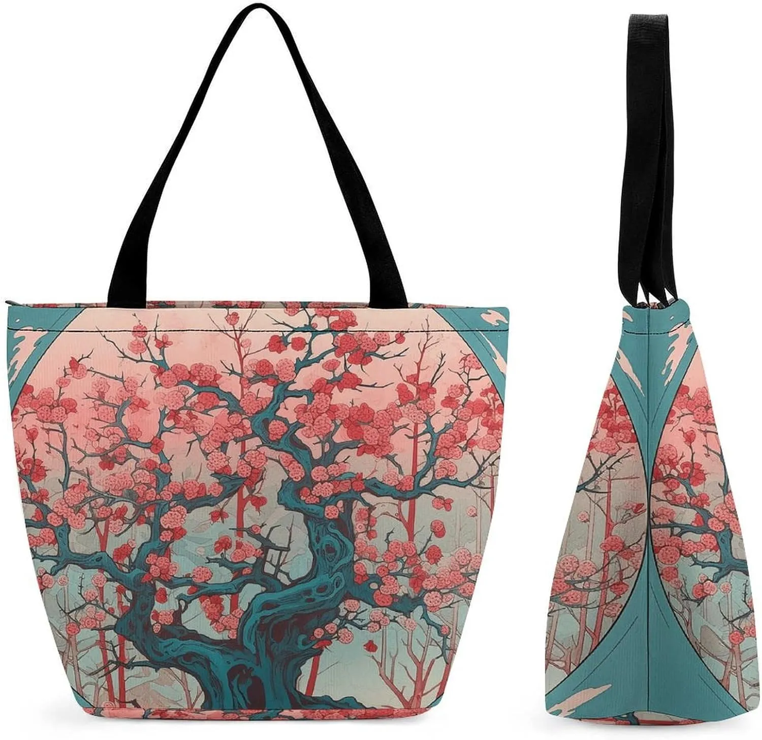 Tote Bag Reusable Grocery Bag Foldable Shopping Bag Extra Large Shoulder Bag Hand Drawn Vegetables Tote Bag for Work