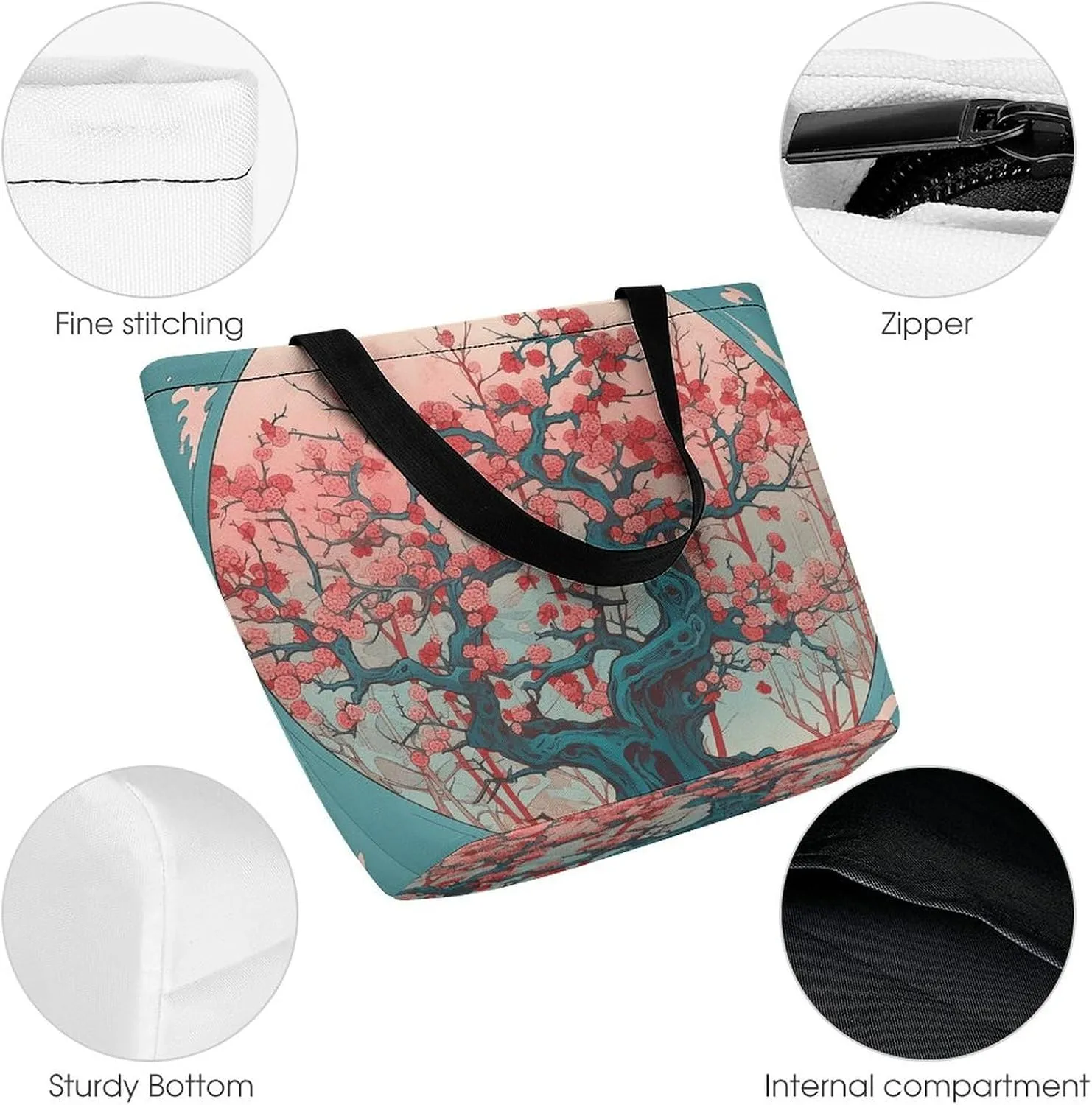 Tote Bag Reusable Grocery Bag Foldable Shopping Bag Extra Large Shoulder Bag Hand Drawn Vegetables Tote Bag for Work