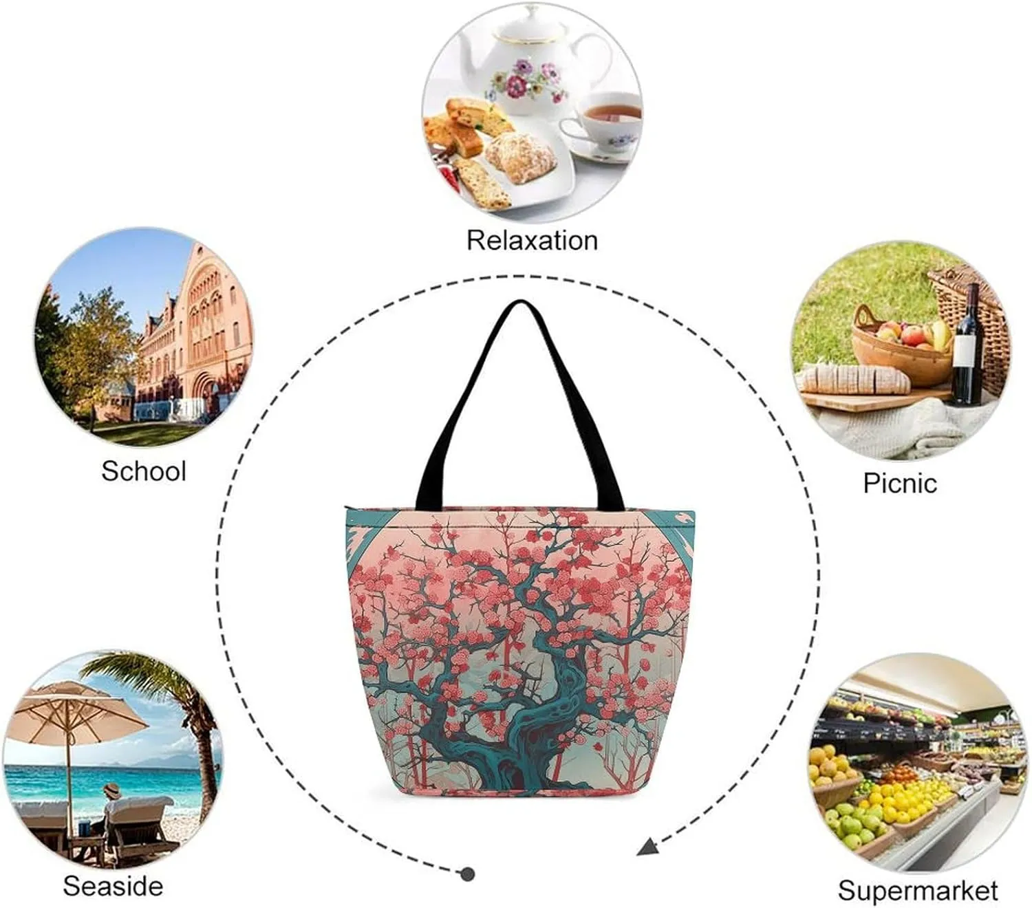 Tote Bag Reusable Grocery Bag Foldable Shopping Bag Extra Large Shoulder Bag Hand Drawn Vegetables Tote Bag for Work