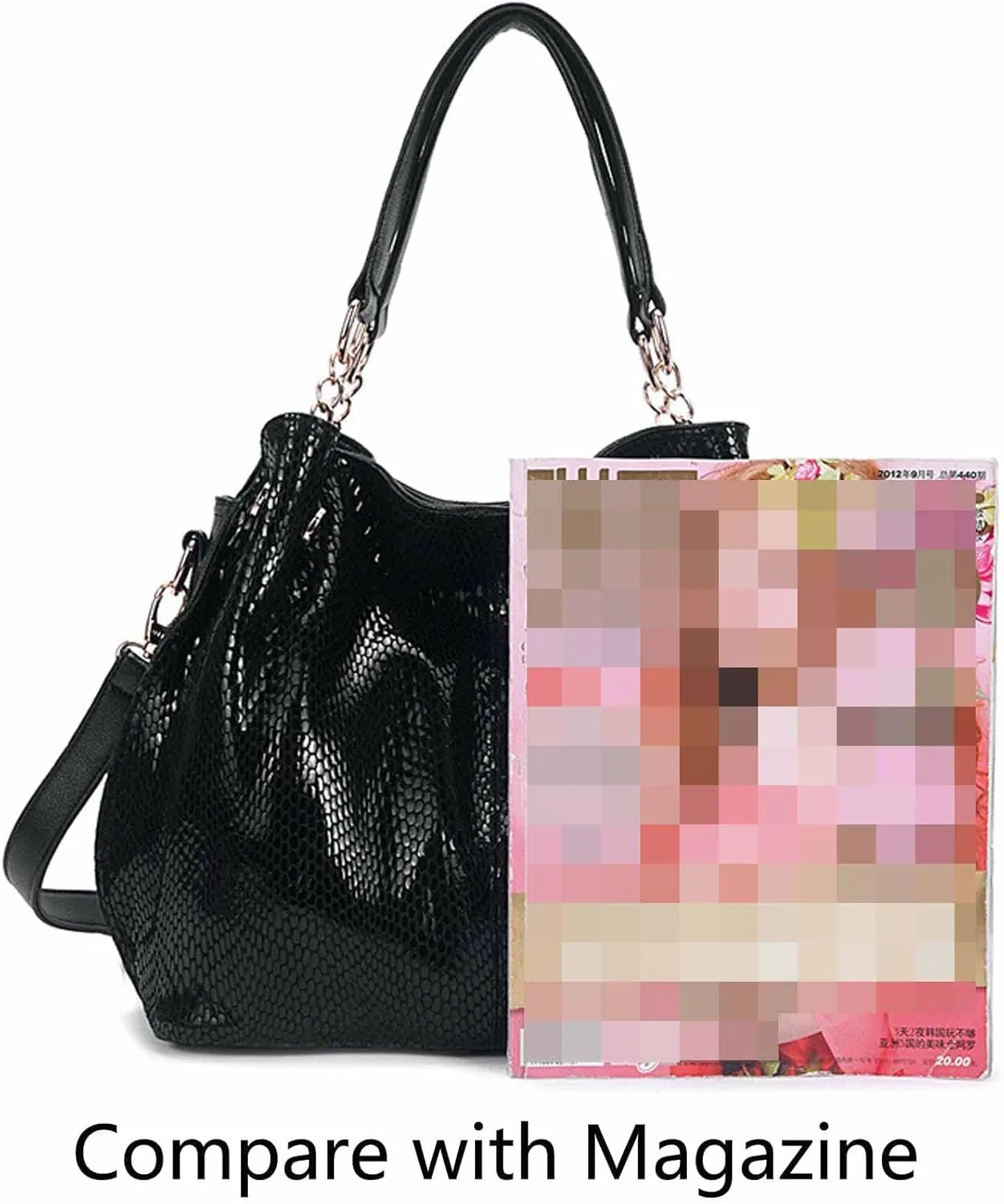Tote Bag Satchel for Women PU Leather Top-handle Shoulder Bags Snake Pattern Handbag Purse Brown