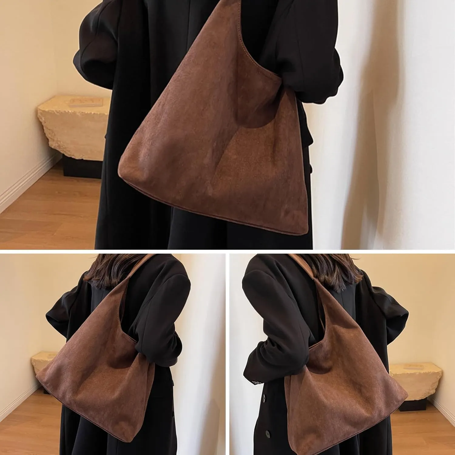 Tote Bags for Women Suede Handbag Work Slouchy Bag Shoulder Hobo Bag Office Tote Handbag
