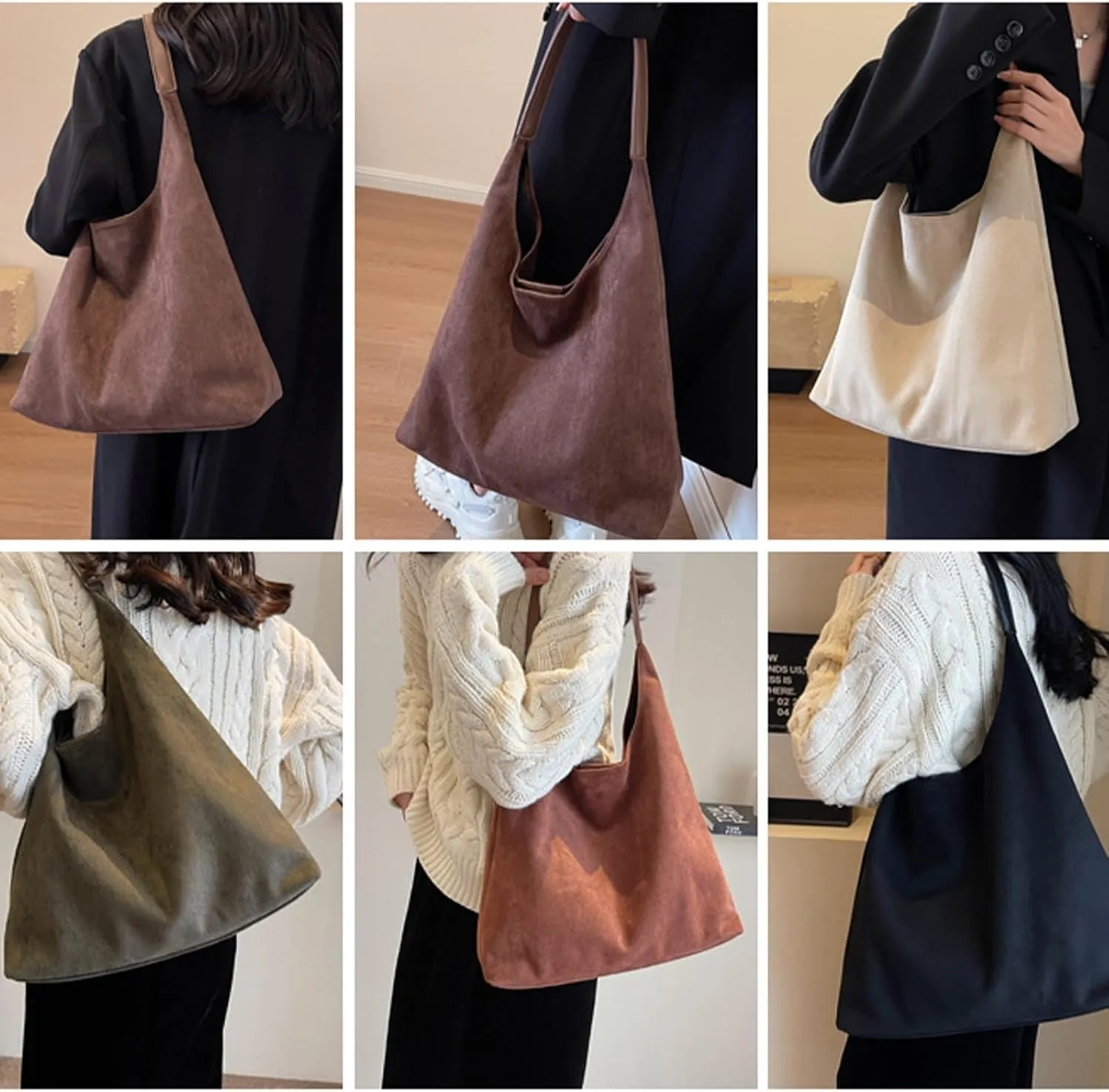 Tote Bags for Women Suede Handbag Work Slouchy Bag Shoulder Hobo Bag Office Tote Handbag