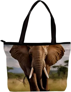 Tote Bags for Women,Womens Handbags,Small Tote Bag,African Grassland Elephant Animal
