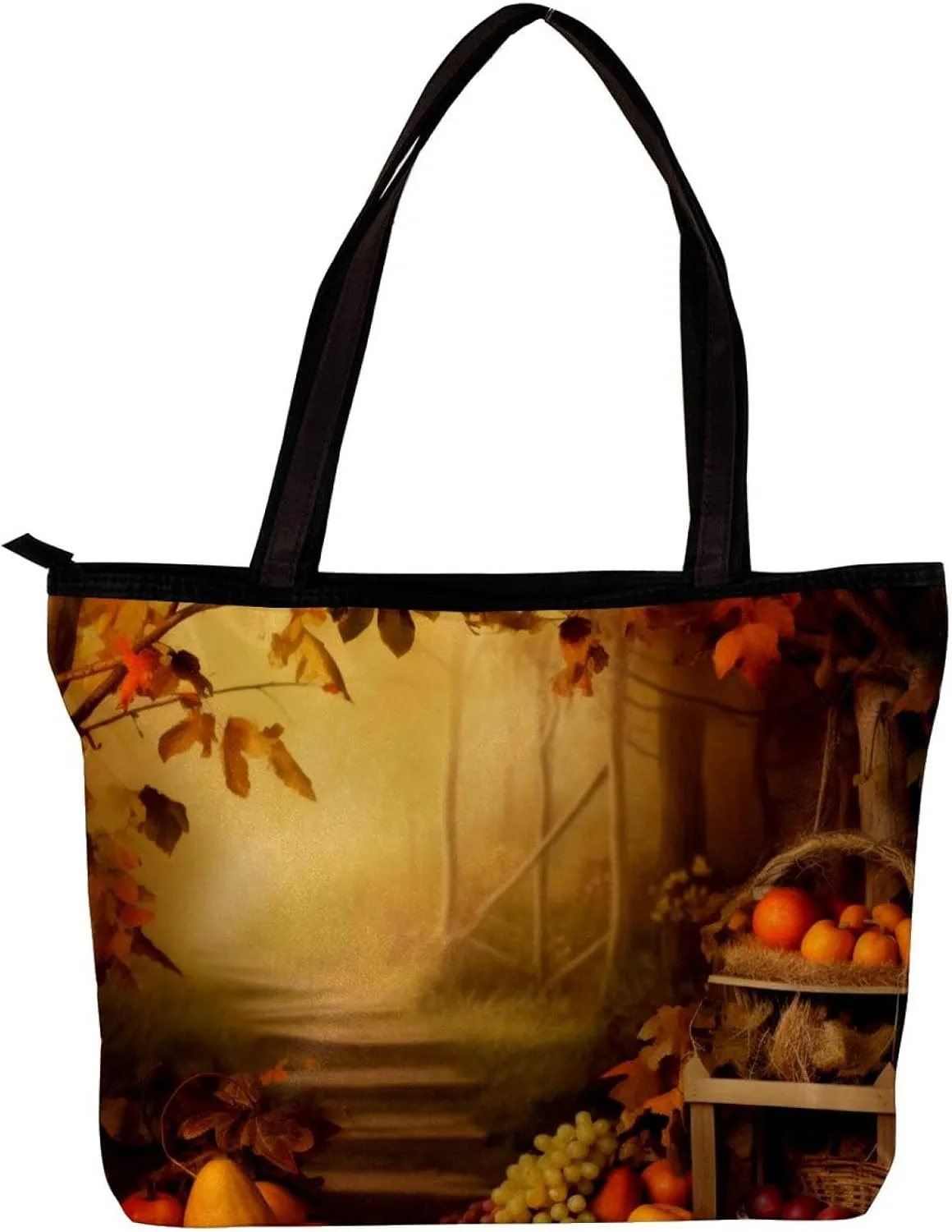 Tote Bags for Women,Womens Handbags,Small Tote Bag,Autumn Forest Harvest Fruit