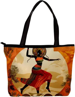 Tote Bags for Women,Womens Handbags,Small Tote Bag,Autumn Harvest African Girl