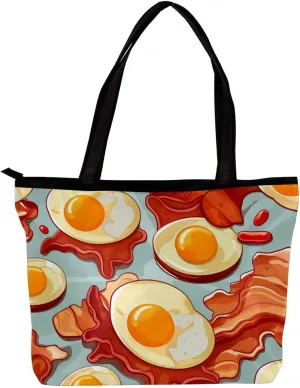 Tote Bags for Women,Womens Handbags,Small Tote Bag,Breakfast Bacon and Eggs