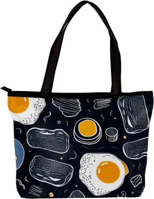 Tote Bags for Women,Womens Handbags,Small Tote Bag,Breakfast Coffee Fried Egg