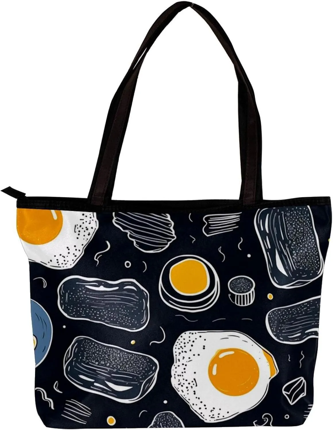 Tote Bags for Women,Womens Handbags,Small Tote Bag,Breakfast Coffee Fried Egg