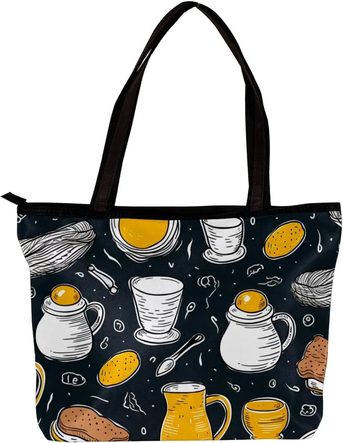 Tote Bags for Women,Womens Handbags,Small Tote Bag,Breakfast Coffee Fried Egg