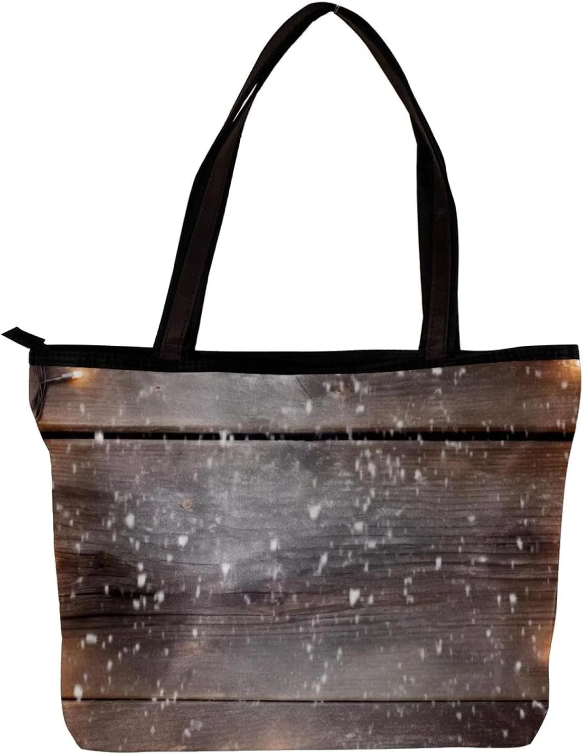 Tote Bags for Women,Womens Handbags,Small Tote Bag,Christmas Lights Decoration Wood Planks