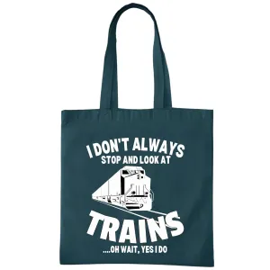 Train Themed Gifts for Train Enthusiast Trainwatchers Conductor Navy Black Multicolor Canvas Tote Bag