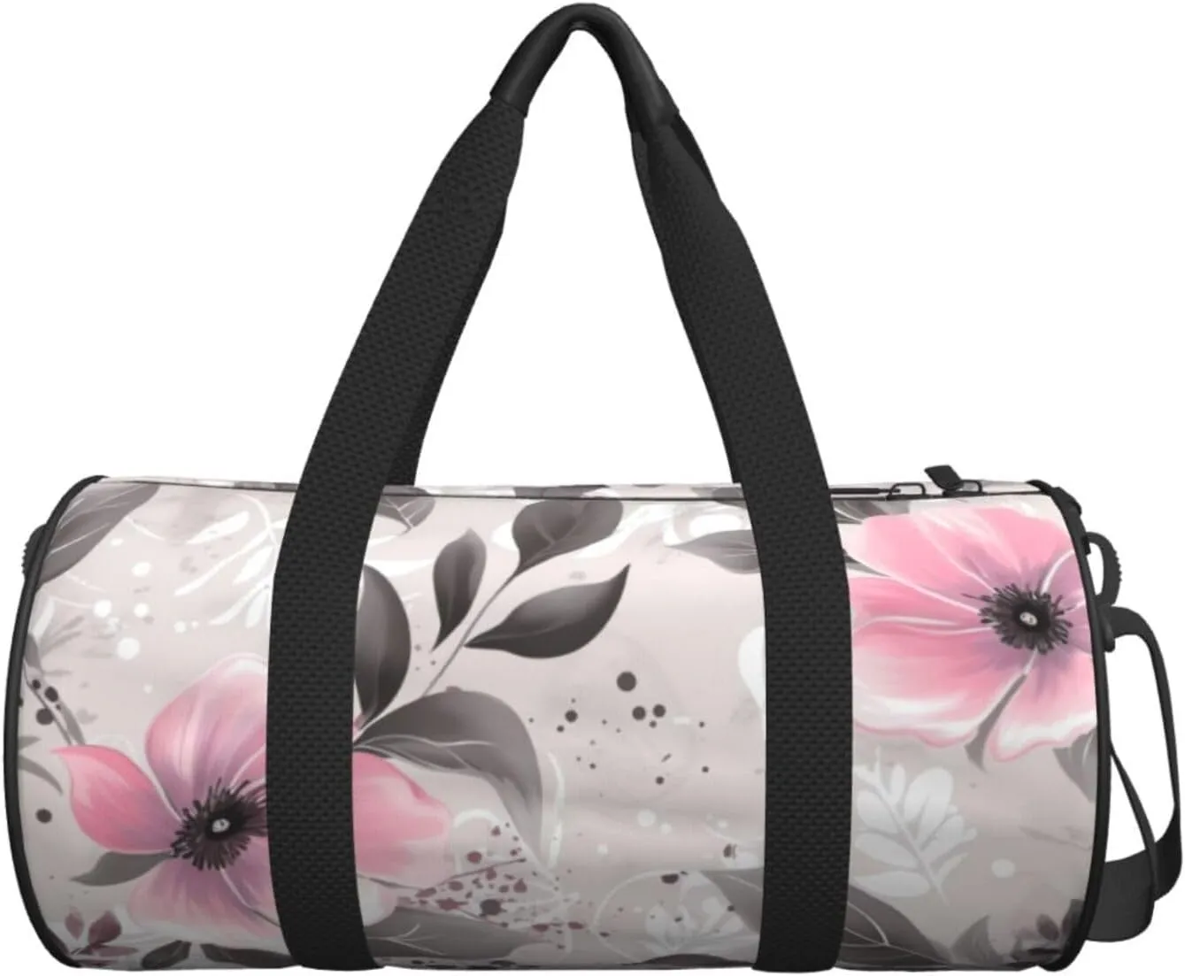 Travel Duffle Bag Weekender Bags For Men Women With Shoe Compartment Large Capacity Weekender Overnight Bag Flowers And Leaves On Gray Carry On Tote Bags Sport Gym Bag For Travel Yoga