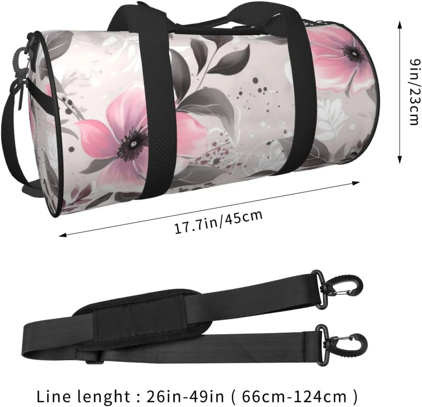 Travel Duffle Bag Weekender Bags For Men Women With Shoe Compartment Large Capacity Weekender Overnight Bag Flowers And Leaves On Gray Carry On Tote Bags Sport Gym Bag For Travel Yoga