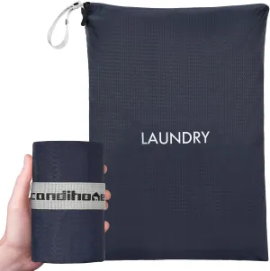Travel Laundry Bag, Washable Dirty Clothes Travel Bag Waterproof Wet Dry Bags Reusable Camp Clothes Organizer for Sports Home College Dorm Laundromat (1 Pcs X-Large) Navy Blue