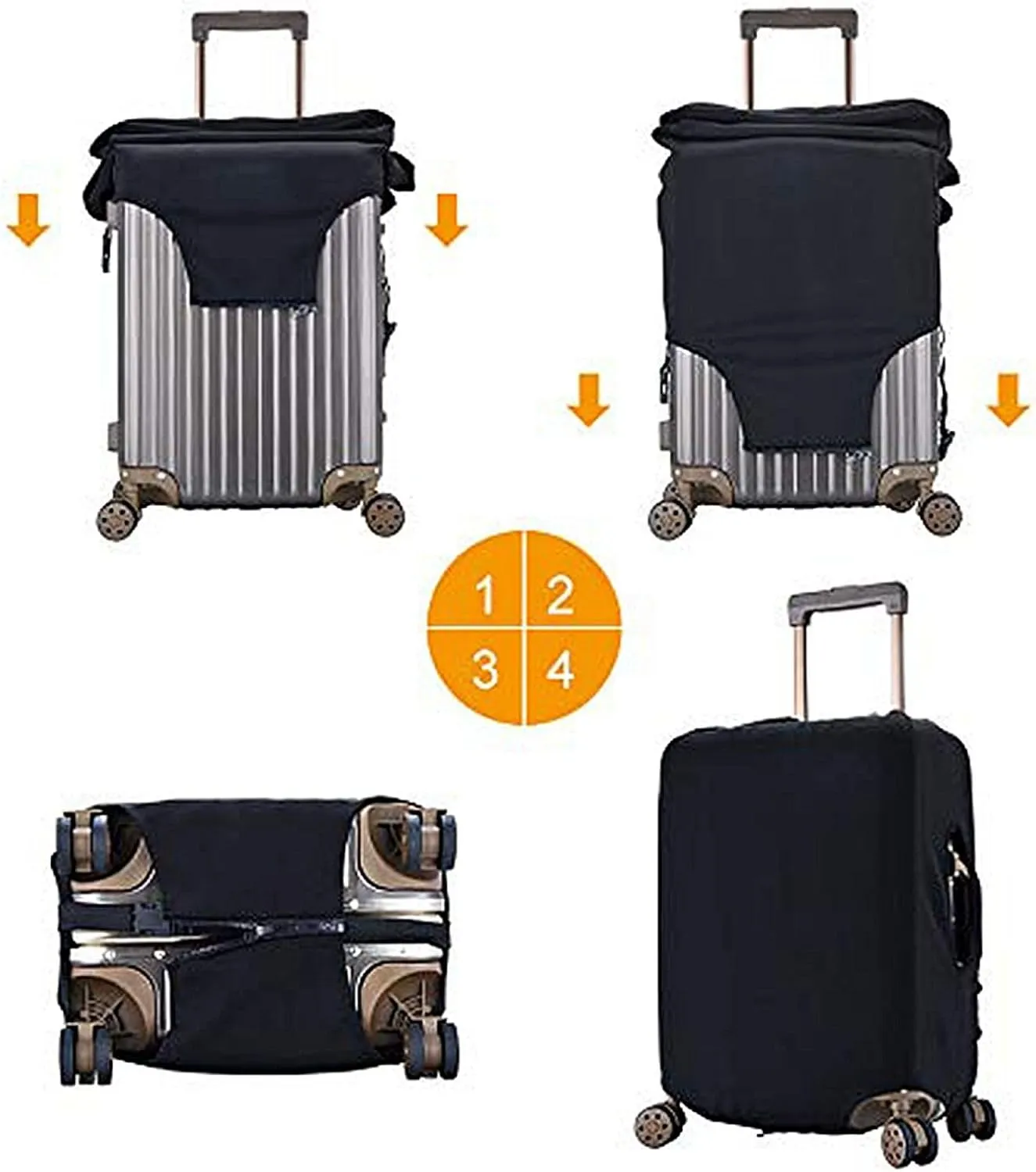 Travel Luggage Cover Elastic Blue Suitcase Protector Bag,Black Letter P Boho Floral Flowers Leaves Dust-Proof Washable Baggage Covers For Wheeled Suitcase Kid Adult,M (For 22-24 Inch Luggage)