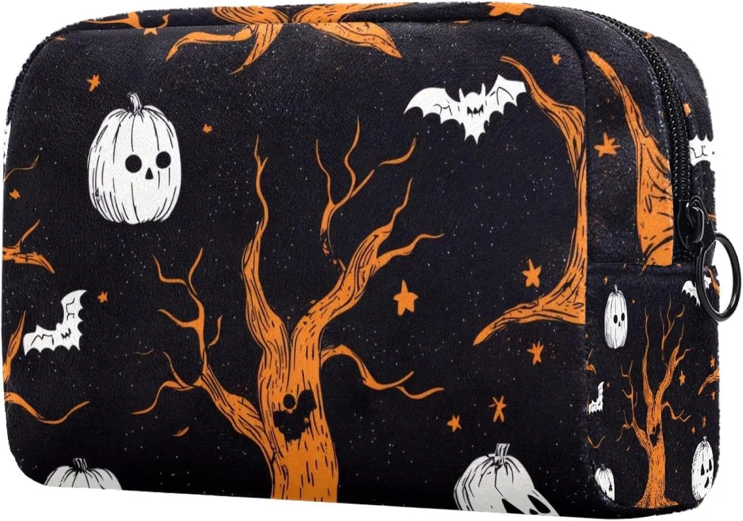 Travel Makeup Bag for Women, Halloween Elements Seamless Pattern Travel Cosmetic Bag Pencil Case Portable Makeup Pouch Toiletry Bag for Girls