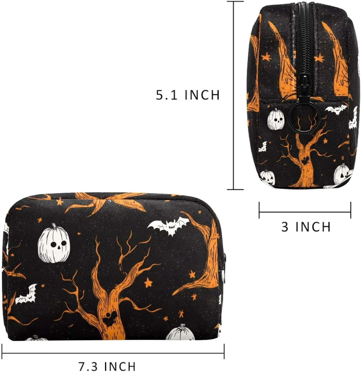 Travel Makeup Bag for Women, Halloween Elements Seamless Pattern Travel Cosmetic Bag Pencil Case Portable Makeup Pouch Toiletry Bag for Girls