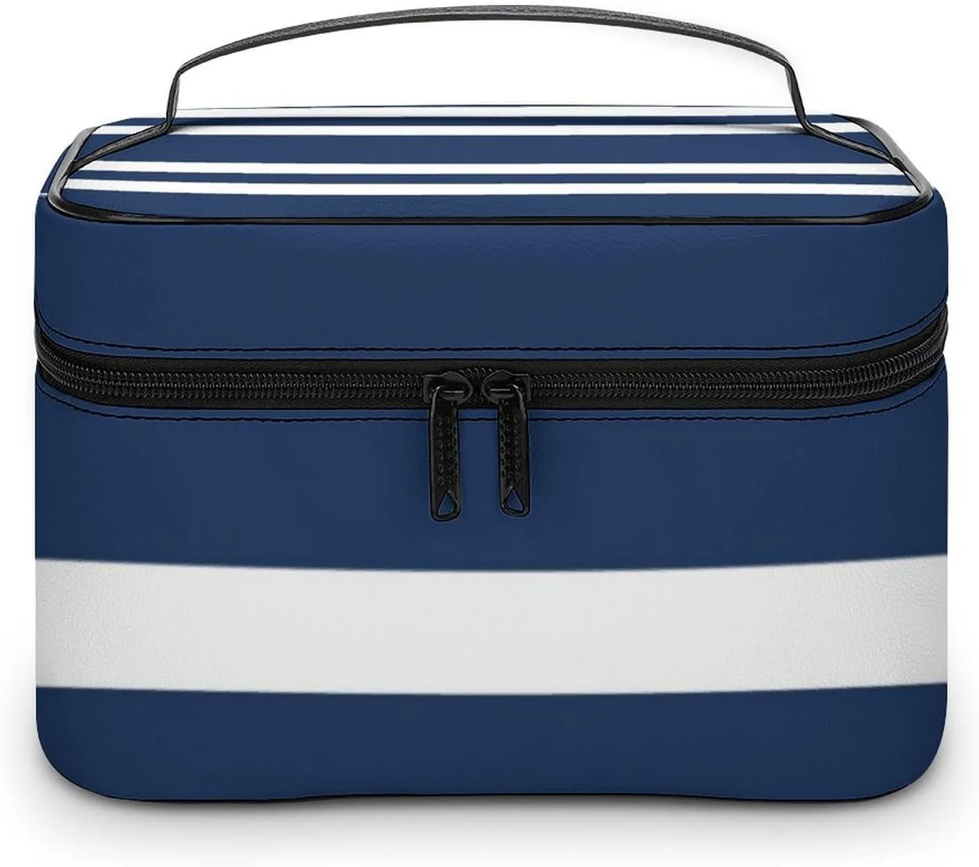 Travel Makeup Bag, Navy Blue and White Stripe Cosmetic Bags for Women Large Capacity Waterproof Toiletry Bag Make up Organizer