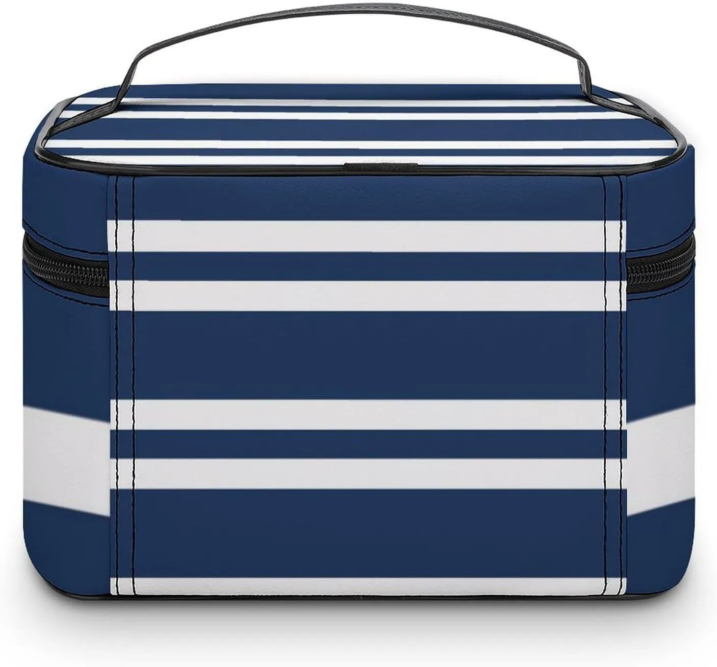 Travel Makeup Bag, Navy Blue and White Stripe Cosmetic Bags for Women Large Capacity Waterproof Toiletry Bag Make up Organizer